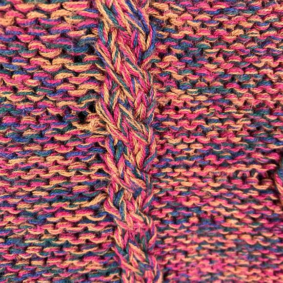 K.C. Creations Oversized Boho Artsy Tunic Sweater W Fringe Hem Rainbow Marled - Picture 12 of 16